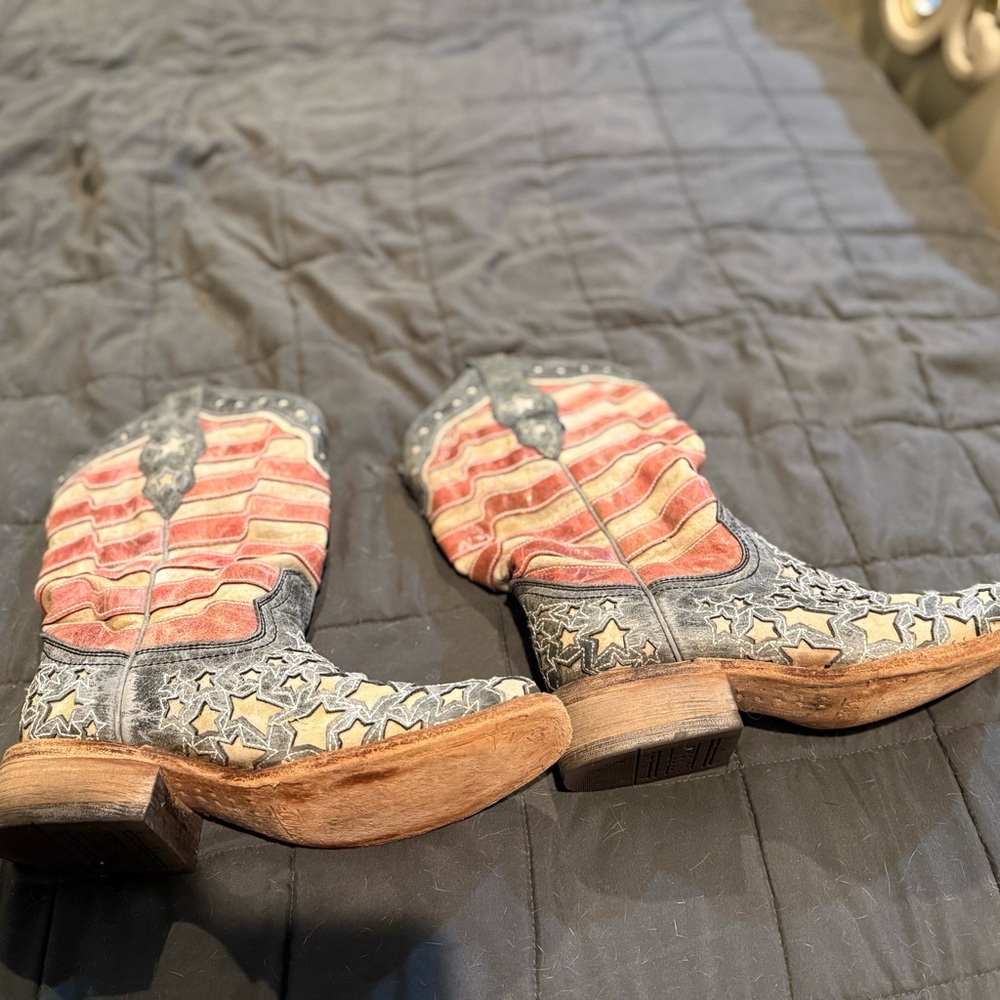 Corral Red, White and Blue Square Toe Cowgirl Boots